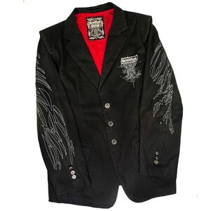 Brooklyn Express Black Embroidered Lion Blazer